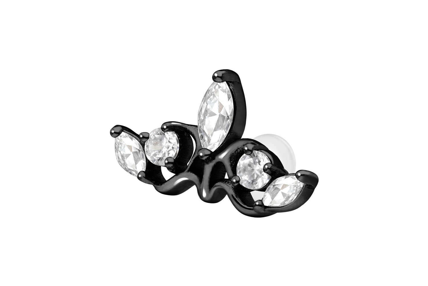 PTFE Labret Piercing mit Innengewinde + Titan-Aufsatz GOTISCHE KRONE